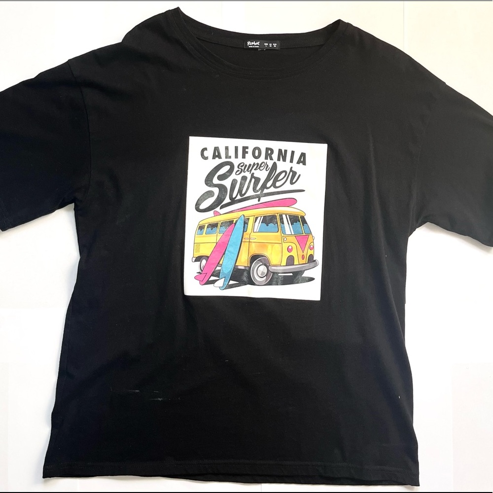 Black with orange bus graphic